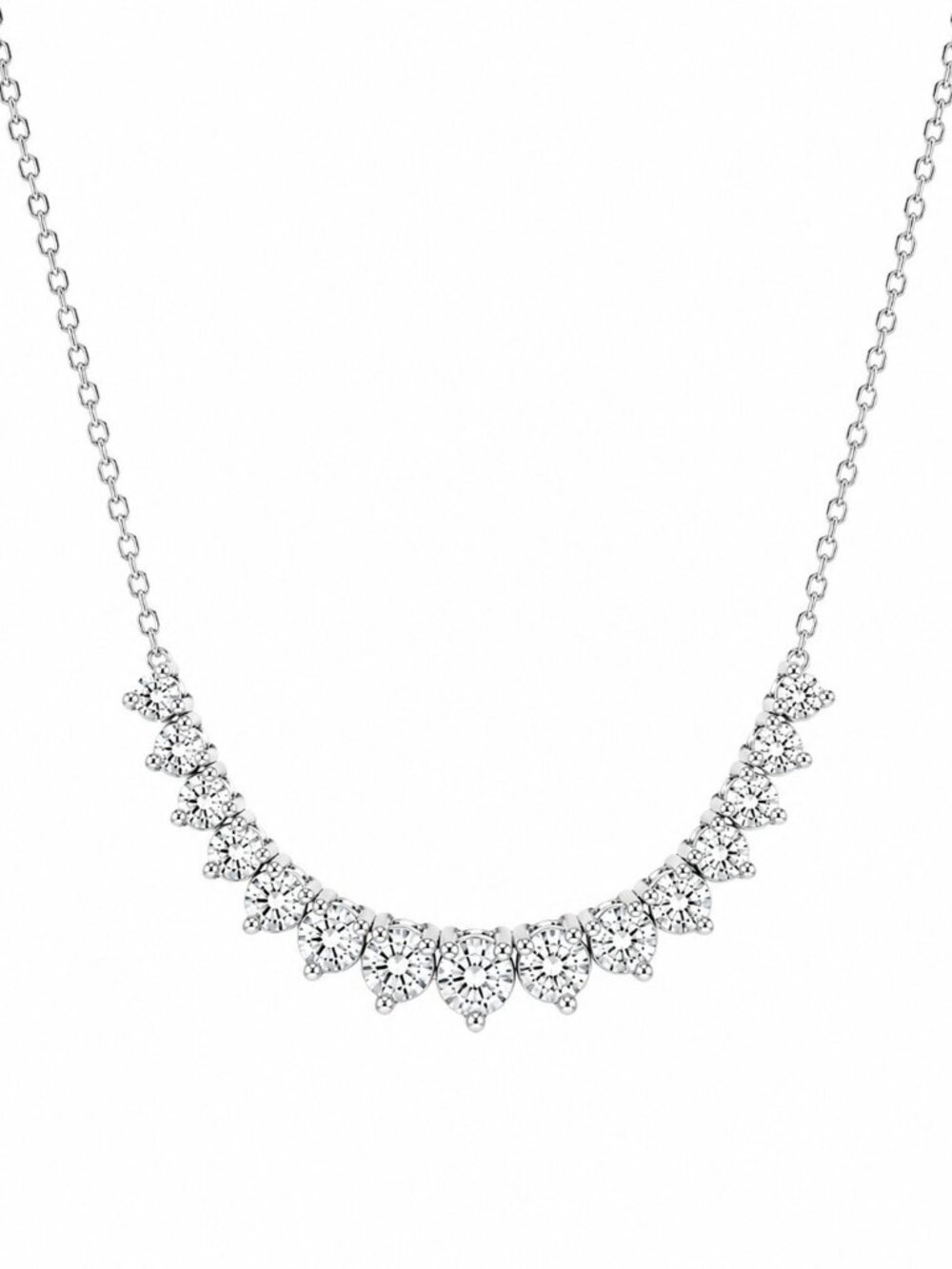 3.07 Carat Natural Diamond 3 Prong Necklace Pendant 14K White Gold 18'' chain